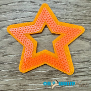 On A Whim Hats Sequin Hollow Orange Star Iron-On Patch