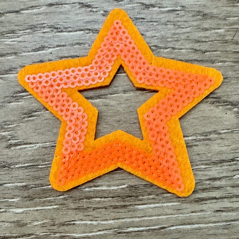 On A Whim Hats Sequin Hollow Orange Star Iron-On Patch