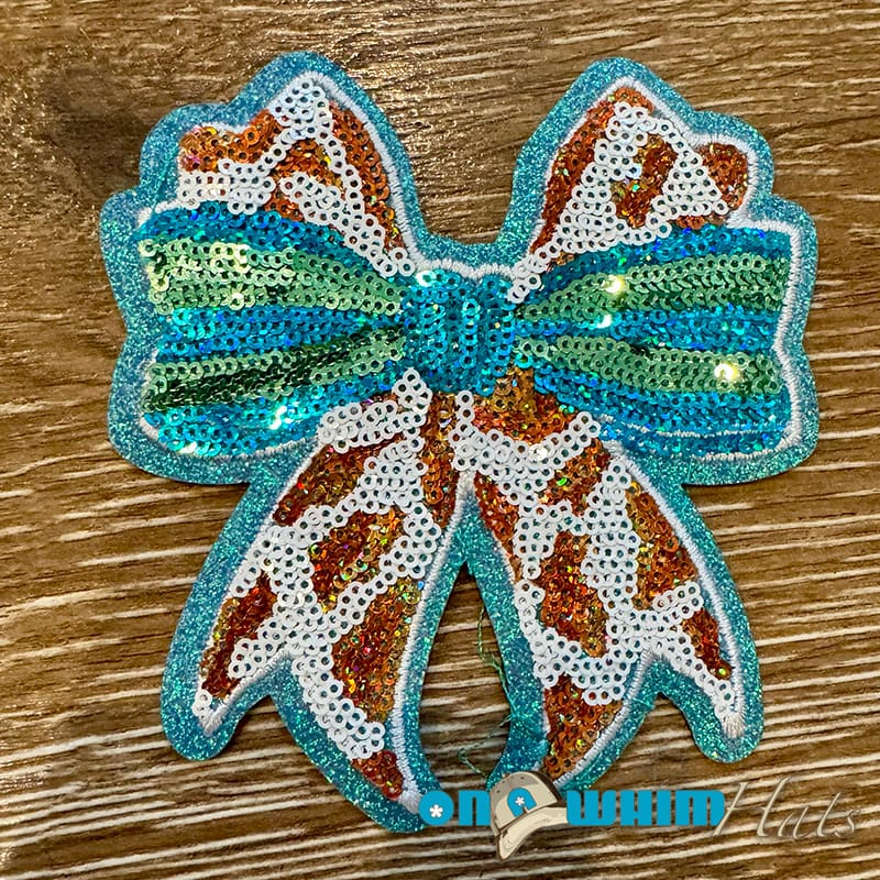 On A Whim Hats Sequin Leopard Bow Iron-On Patch