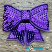 On A Whim Hats Sequin Purple Bow Iron-On Patch