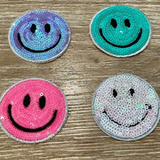 On A Whim Hats Sequin Smiley Iron-on Patch