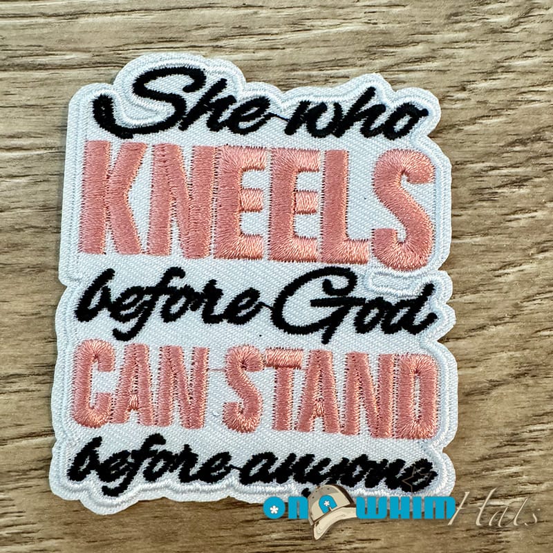 On A Whim Hats She Who Kneels Before God Iron-On Patch