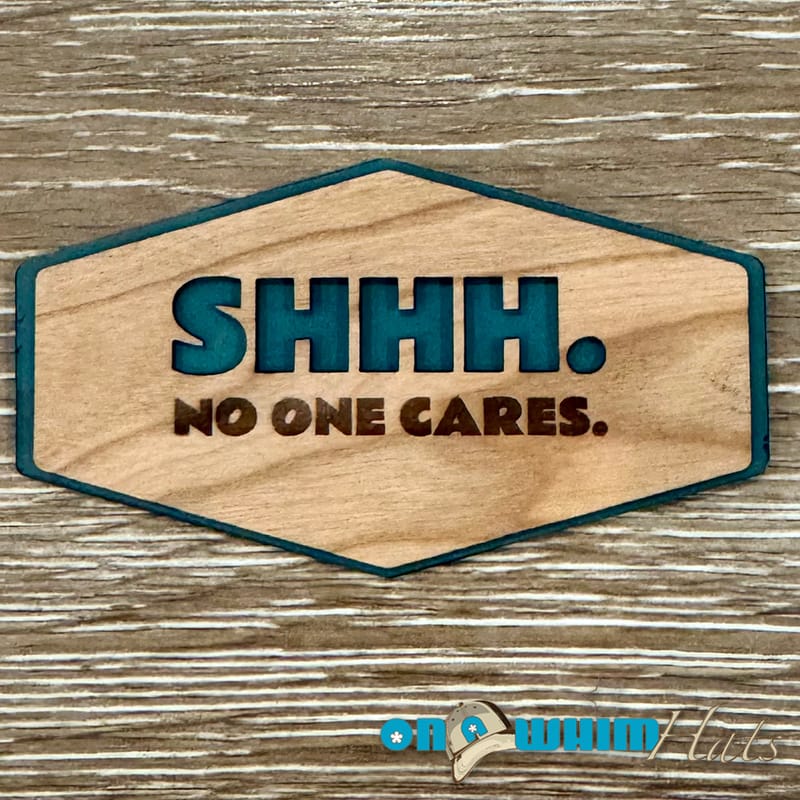 On A Whim Hats SHHH Iron-On Wood and Leather Patch