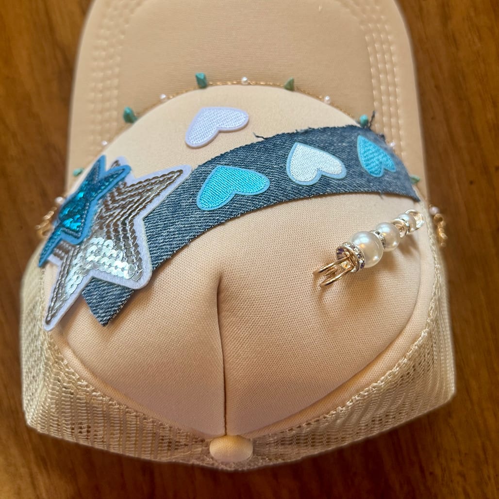 On A Whim Hats Simply Stylish Handmade Trucker Hat with Recycled Denim