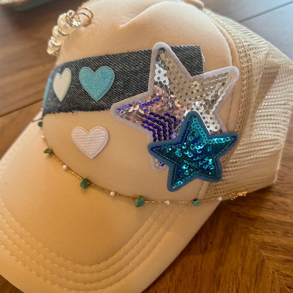 On A Whim Hats Simply Stylish Handmade Trucker Hat with Recycled Denim