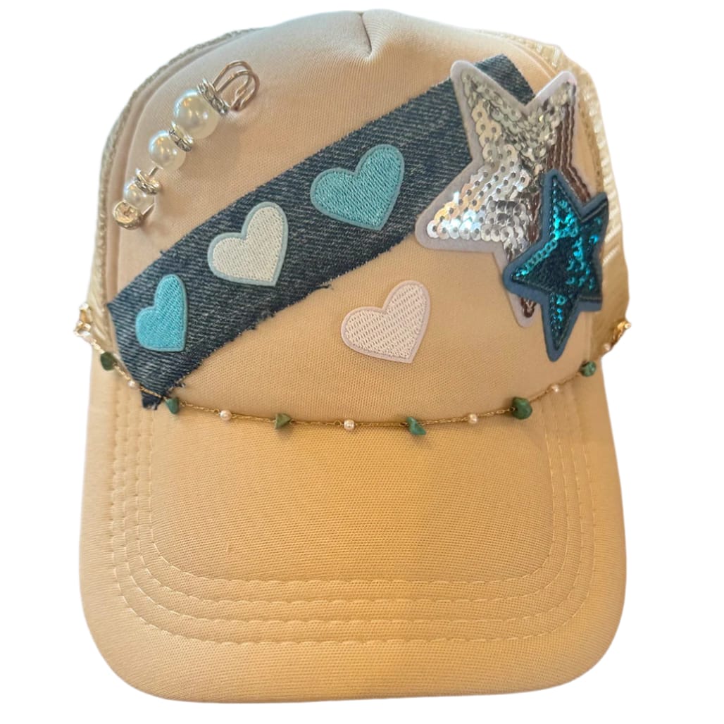 On A Whim Hats Simply Stylish Handmade Trucker Hat with Recycled Denim