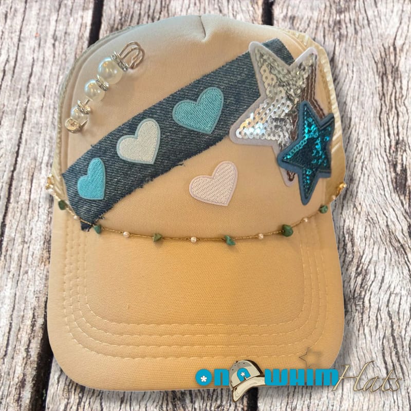 On A Whim Hats Simply Stylish Handmade Trucker Hat with Recycled Denim
