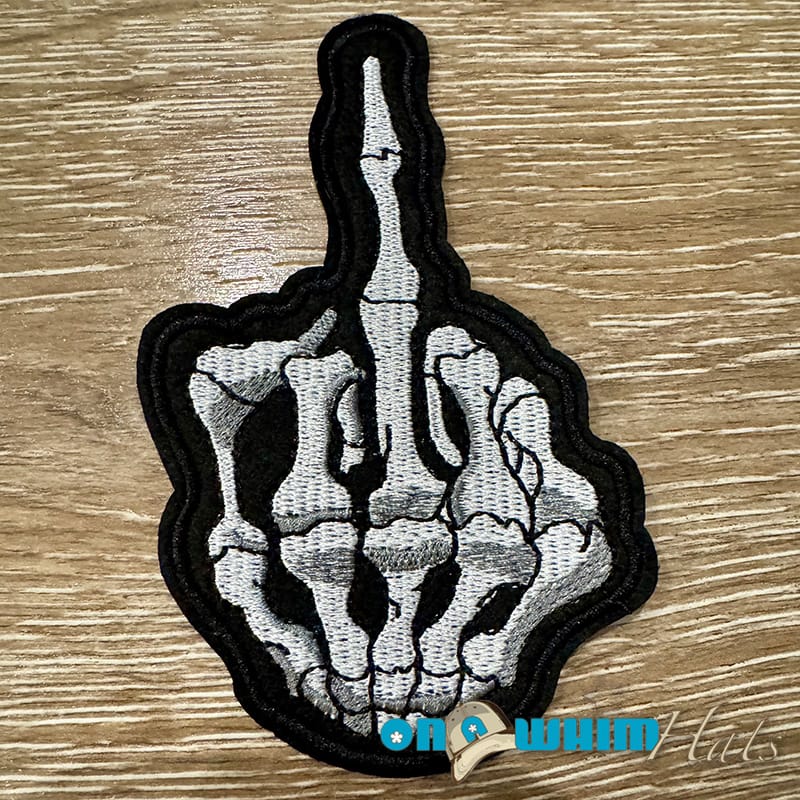 On A Whim Hats Skull Finger Embroidered Iron-On Patch