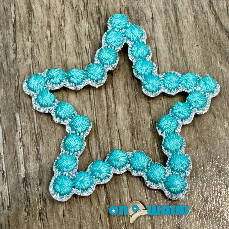 On A Whim Hats Small Aqua Rope Star Embroidered Iron-On Patch