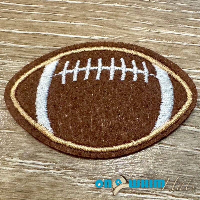 On A Whim Hats Small Football Embroidered Iron-On Patch