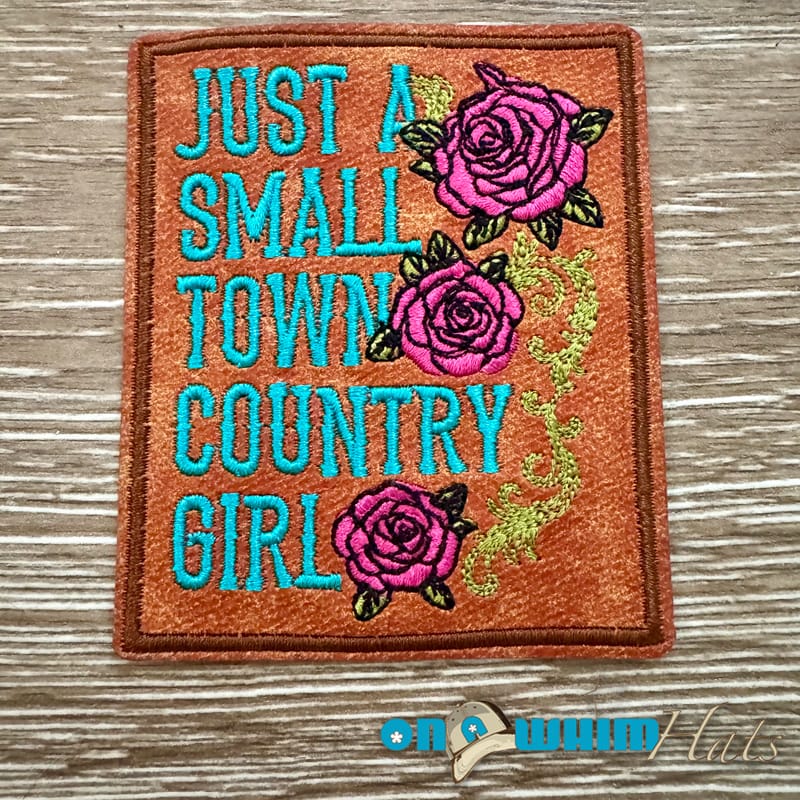On A Whim Hats Small Town Country Girl Leather Iron-On Patch