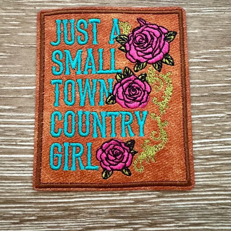 On A Whim Hats Small Town Country Girl Leather Iron-On Patch