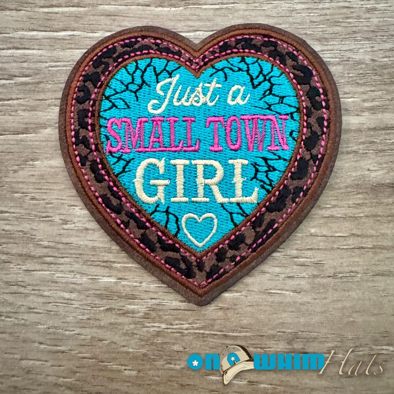 On A Whim Hats Small Town Girl Heart - Turquoise Iron-On Patch