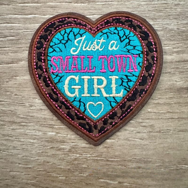 On A Whim Hats Small Town Girl Heart - Turquoise Iron-On Patch