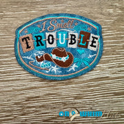 On A Whim Hats Smell Trouble Leather Iron-On Patch