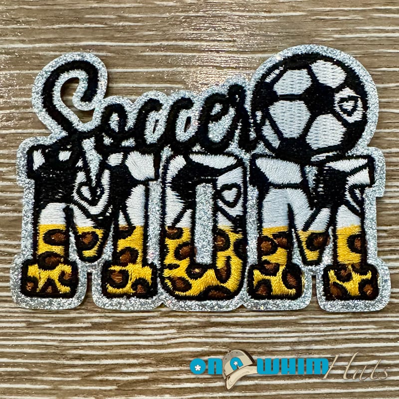 On A Whim Hats Soccer Mom Leopard Embroidered Iron-On Patch