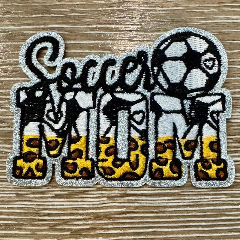On A Whim Hats Soccer Mom Leopard Embroidered Iron-On Patch
