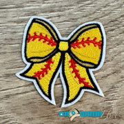 On A Whim Hats Softball Bow Iron-On Patch
