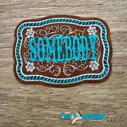 On A Whim Hats Somebody Leather Iron-On Patch
