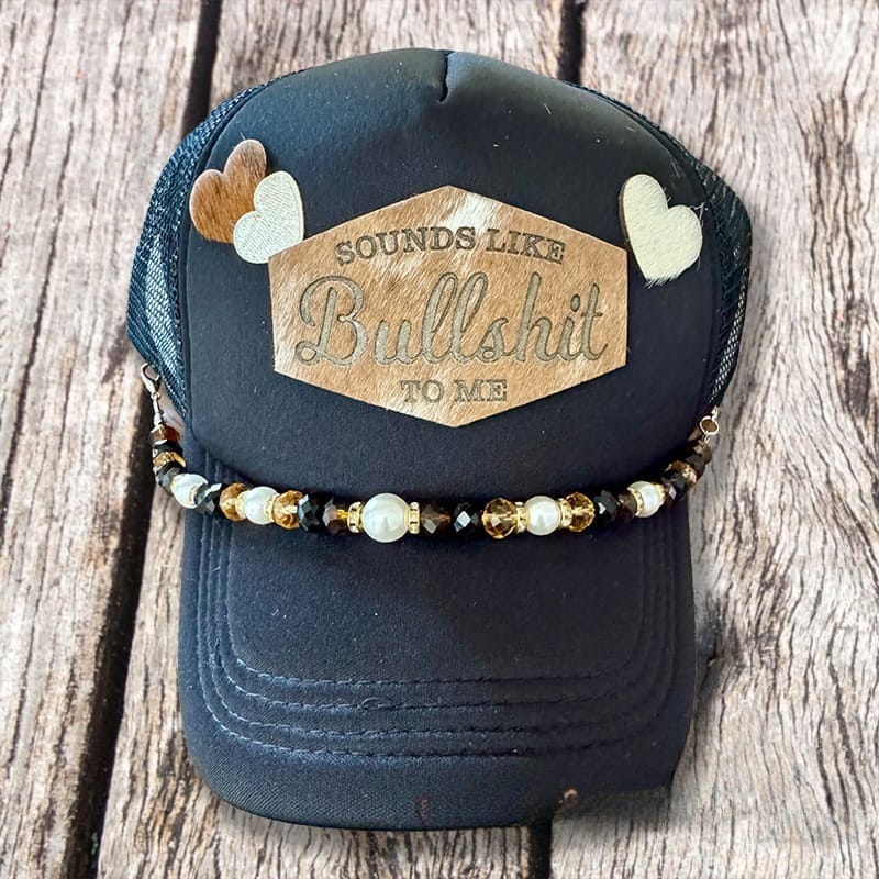 On A Whim Hats Sounds Like BS Handmade Trucker Hat w/ Genuine Cowhide Patch