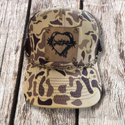 On a whim Hats Spiked Leather Heart Camo Hat