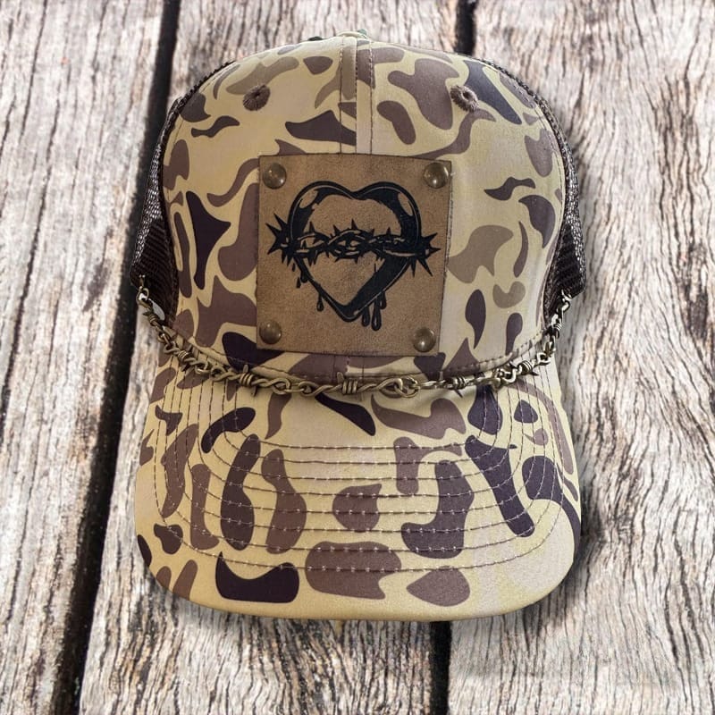 On a whim Hats Spiked Leather Heart Camo Hat - TikTok