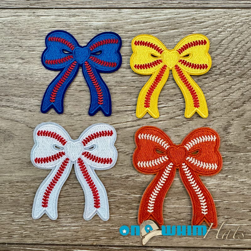 On A Whim Hats Sports Bows Embroidered Iron-On Patch