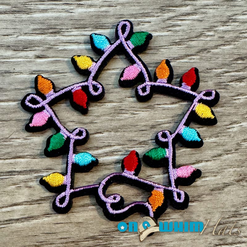 On A Whim Hats Star Christmas Lights Iron-On Patch