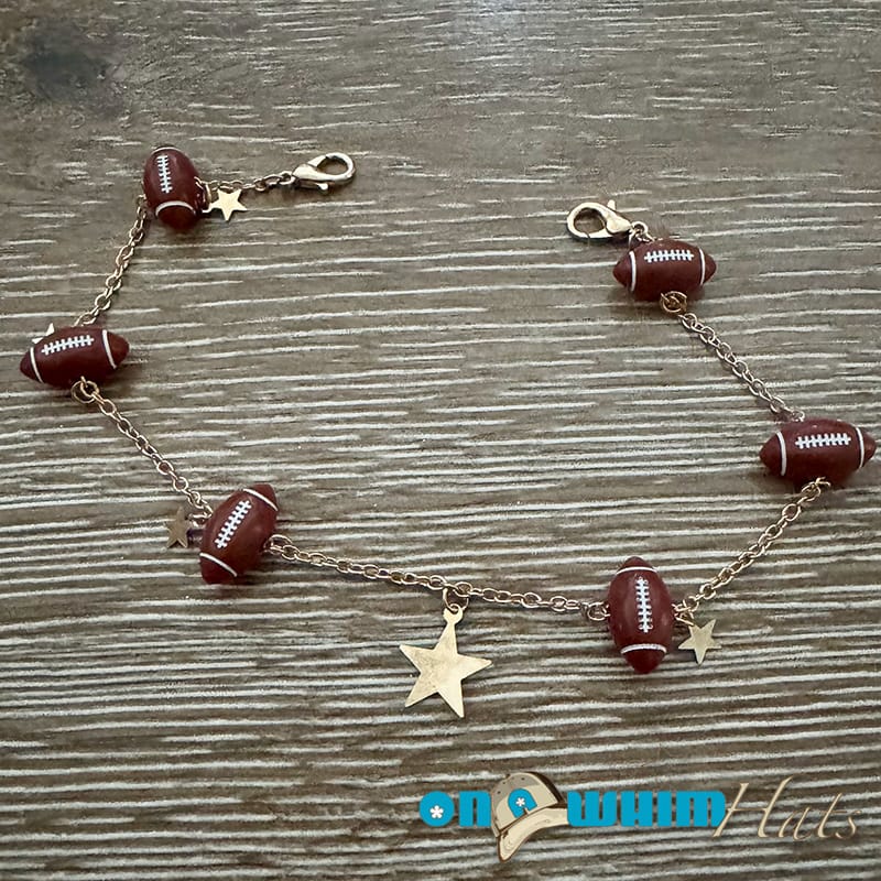 On A Whim Hats Star Football Gold Hat Chain