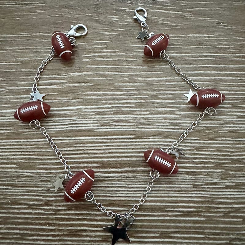 On A Whim Hats Star Football Silver Hat Chain