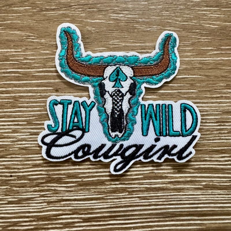 On A Whim Hats Stay Wild Cowgirl Iron-On Patch