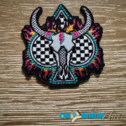On A Whim Hats Steer Head Spade Iron-On Patch