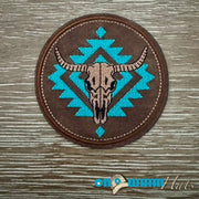 On A Whim Hats Steerhead Circle Leather Iron-On Patch