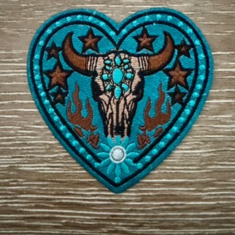On A Whim Hats Steerhead Heart Iron-On Patch