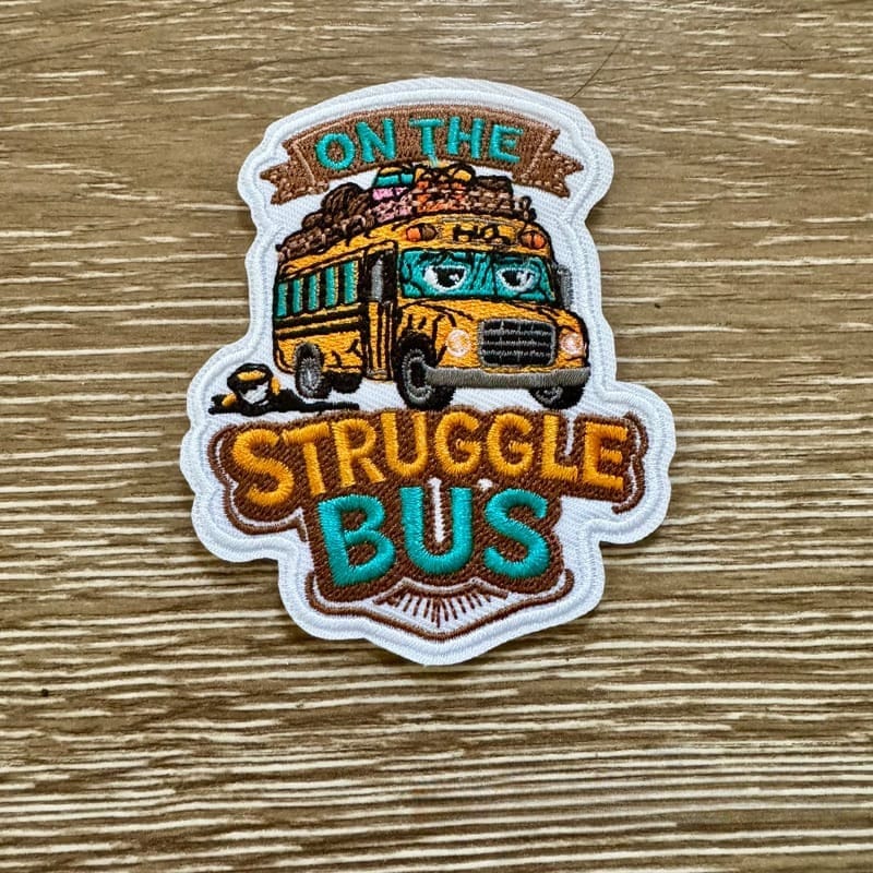 On A Whim Hats Struggle Bus Iron-On Patch