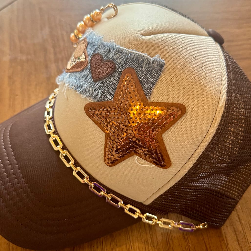 On A Whim Hats Style Redefined Handmade Trucker Hat with Recycled Denim