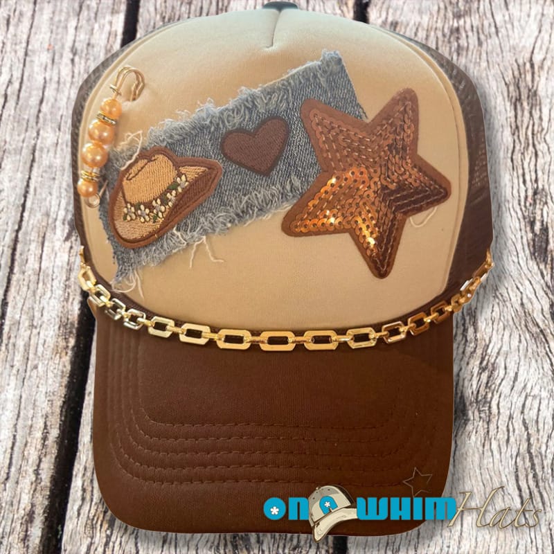 On A Whim Hats Style Redefined Handmade Trucker Hat with Recycled Denim