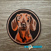 On A Whim Hats Surprised Orange Dog Iron-On Patch