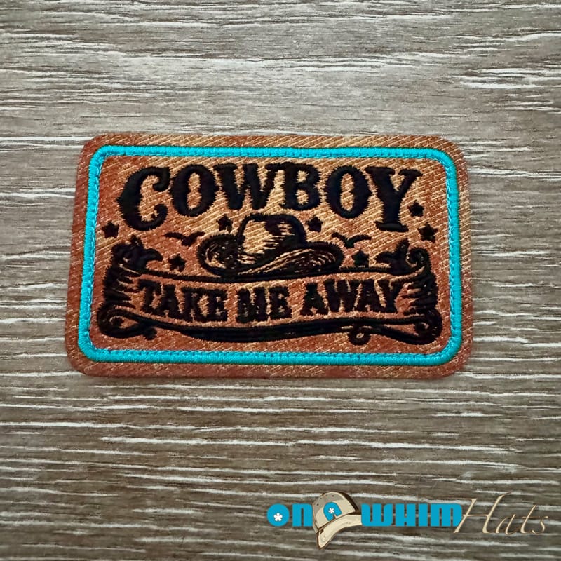 On A Whim Hats Take Me Away Iron-On Leather Patch