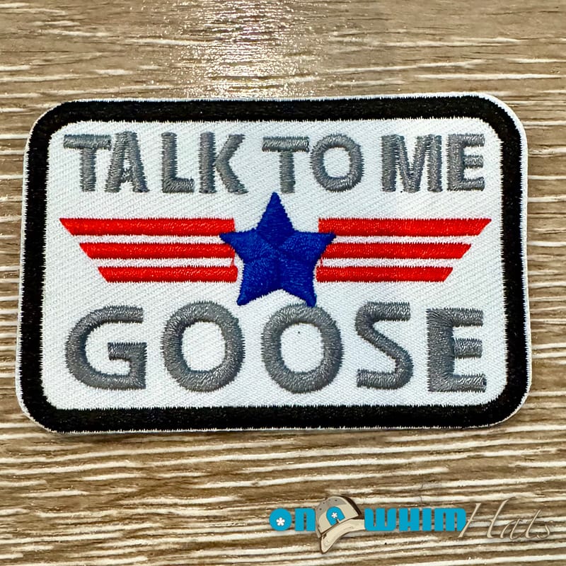 On A Whim Hats Talk to Me Goose Iron-On Patch