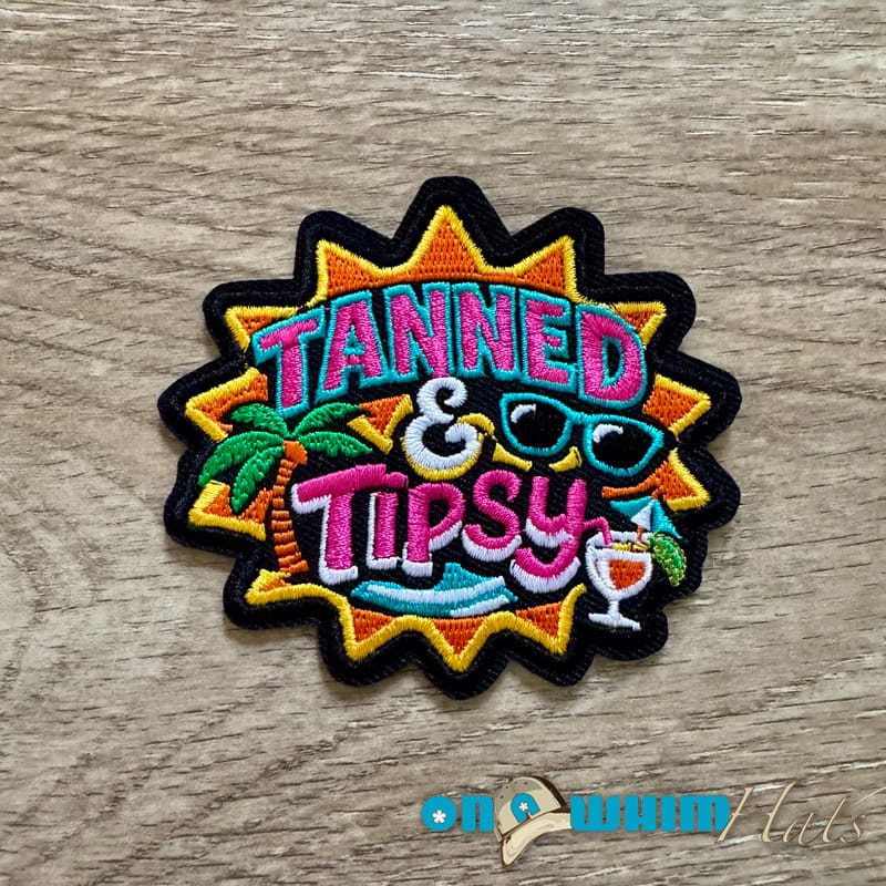 On A Whim Hats Tanned and Tipsy Girl Iron-On Patch