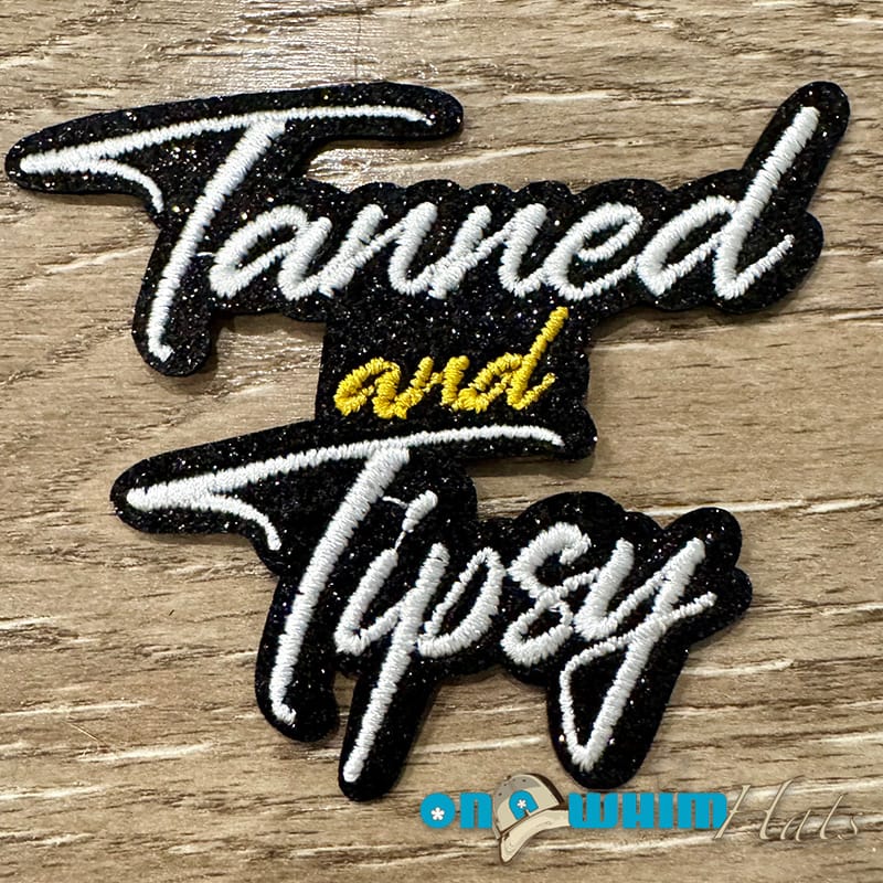 On A Whim Hats Tanned and Tipsy Iron-On Patch