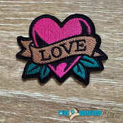 On A Whim Hats Tattoo Love Heart Iron-On Patch