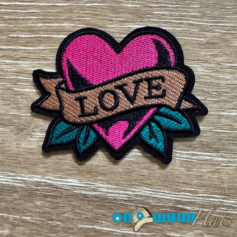 On A Whim Hats Tattoo Love Heart Iron-On Patch