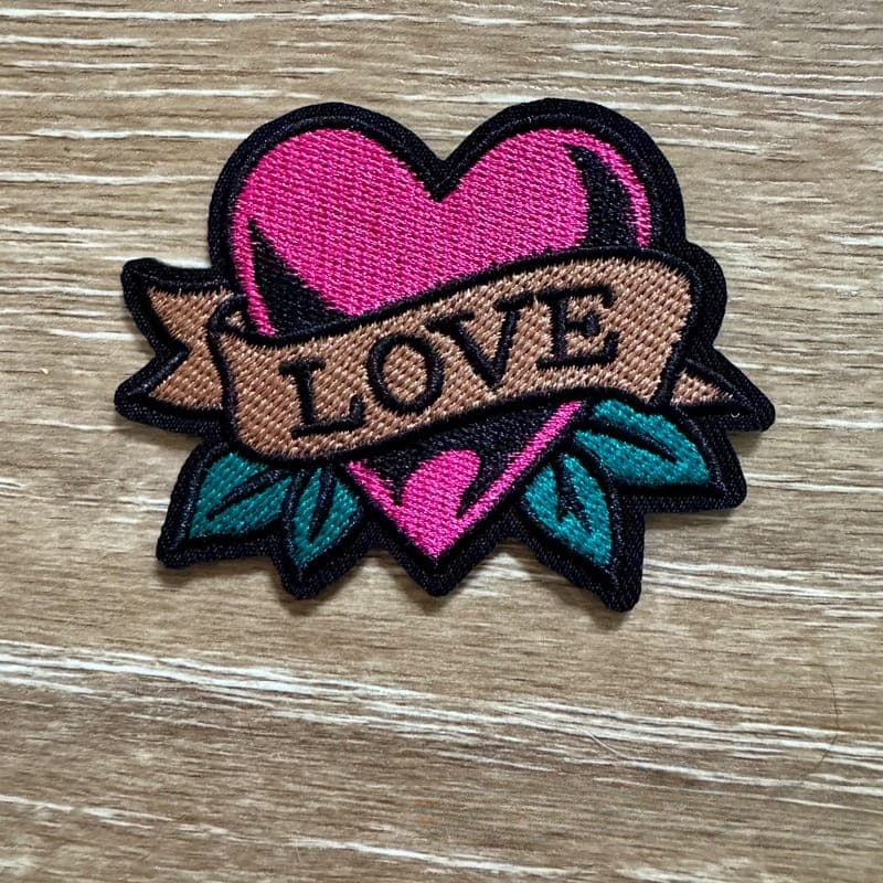 On A Whim Hats Tattoo Love Heart Iron-On Patch