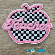 On A Whim Hats Teacher Apple Embroidered Iron-On Patch