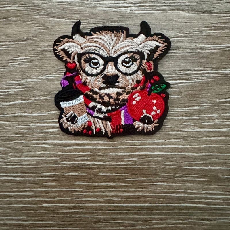 On A Whim Hats Teacher Highland Cow Iron-On Patch