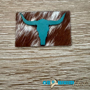 On A Whim Hats Teal Steer Genuine Cowhide and Leather Iron-On Patch