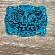 On A Whim Hats Texas Girl Leather Iron-On Patch