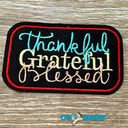 On A Whim Hats Thankful Embroidered Iron-On Patch